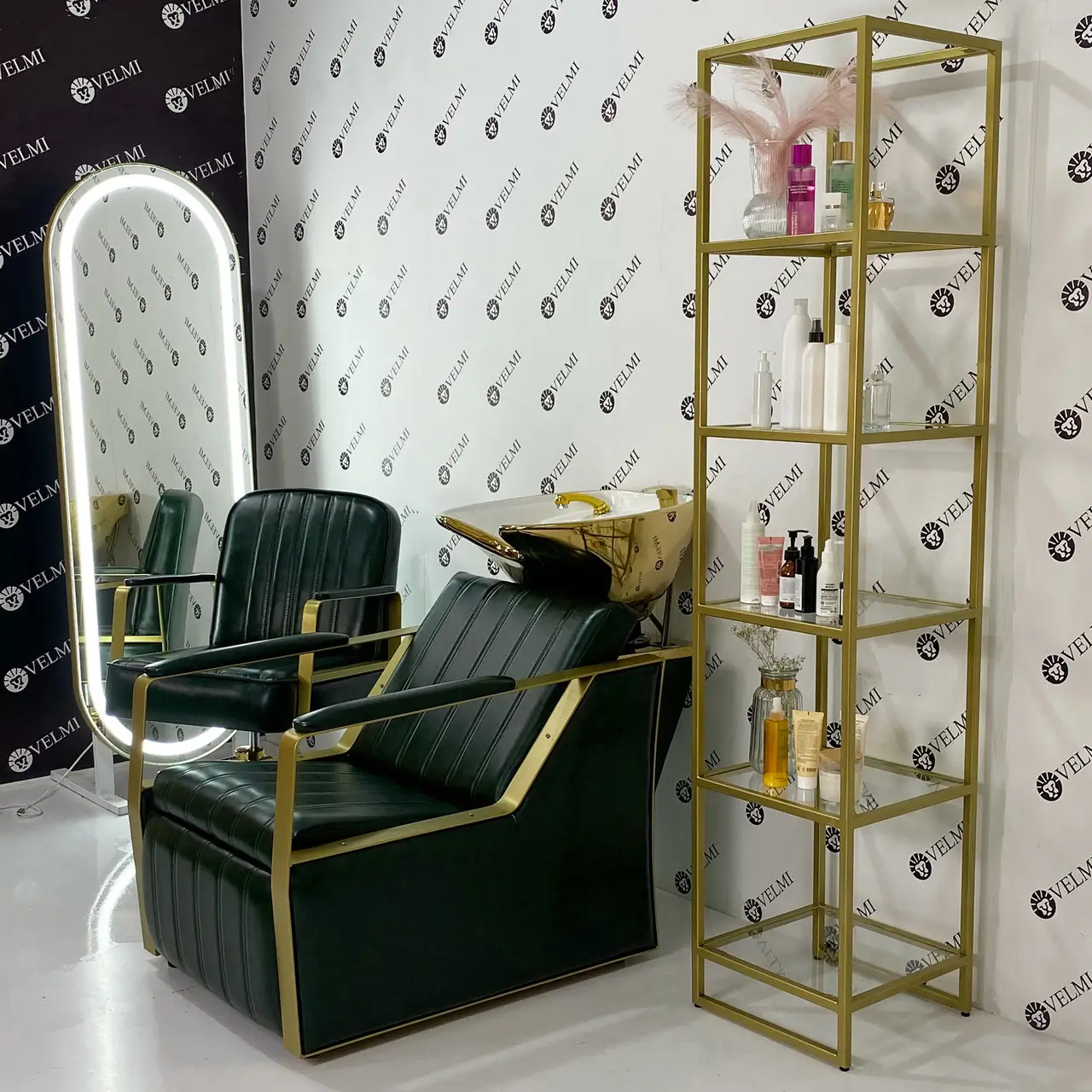 Перукарська мийка Bronx Lux з керамічною раковиною Gold