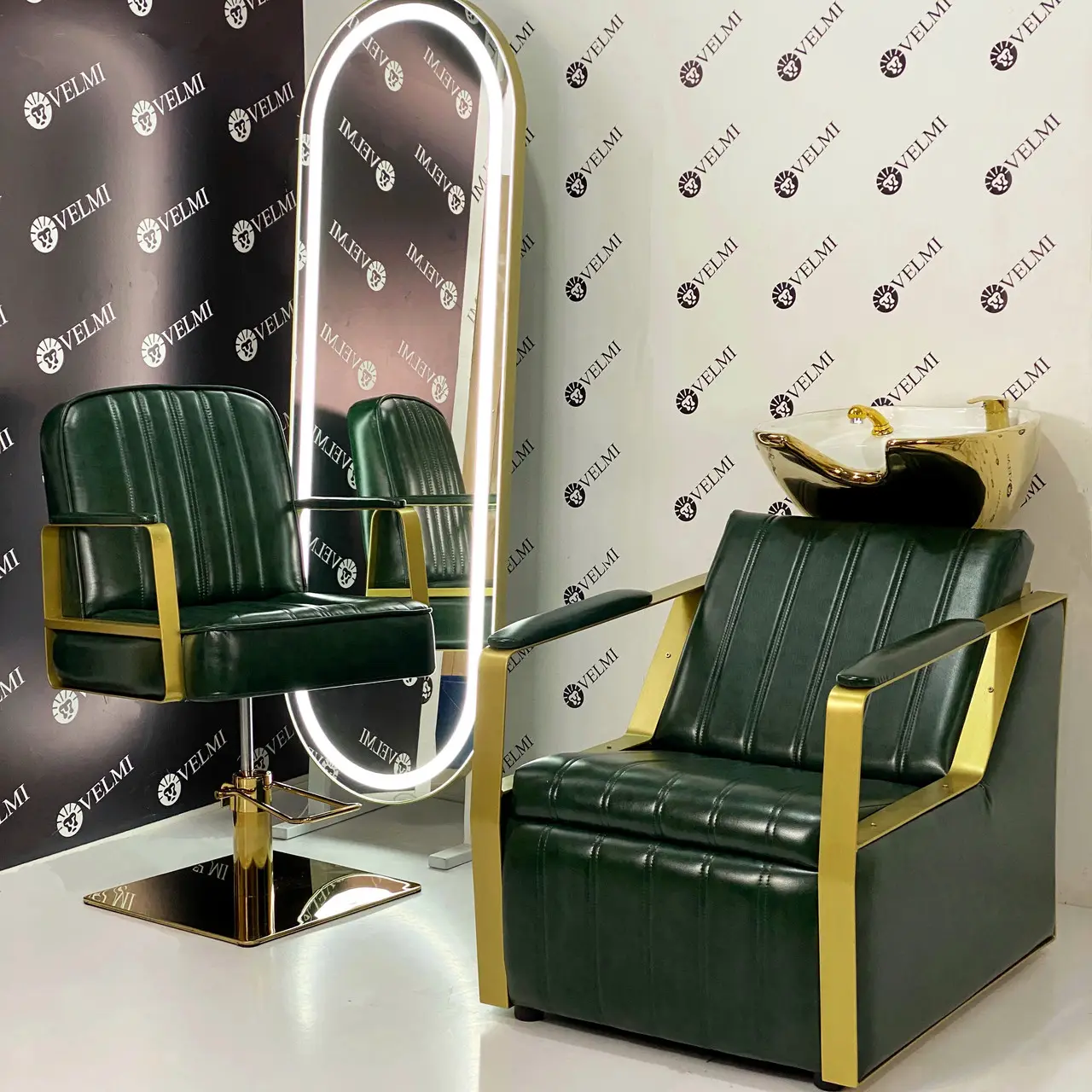 Перукарська мийка Bronx Lux з керамічною раковиною Gold